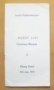 SCOTLAND Scottish Football Association Centenary Banquet 1973 RARE Guest List - Picture 1 of 3