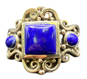 Lapislazuli metamorpher Stein Ring 925 Sterling Silber filigran NK tiefblau 9 - Bild 1 von 16