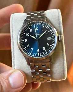 Laco Flieger Pro 37 Stuttgart Automatic Blue Pilot Watch "Baby IWC" - FULL KIT - Picture 1 of 9