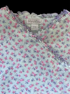Kissy Kissy EUC Blue/Pink Floral Ruffled Pima Cotton Footie-6-9Mos - Picture 1 of 6