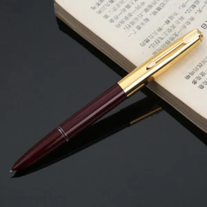 Pluma estilográfica clásica Hero 616 gorra dorada barril rojo vintage con capucha pluma escritura fina - Imagen 1 de 8