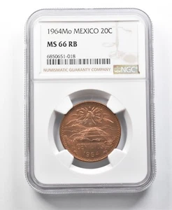 1964 Mo Mexico 20 Centavos MS66 RB NGC *8685 - Picture 1 of 3