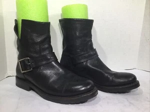 Frye Womens Size 5.5 Natalie Short Black Leather Engineer Boots $348 ZF-19 - Picture 1 of 10