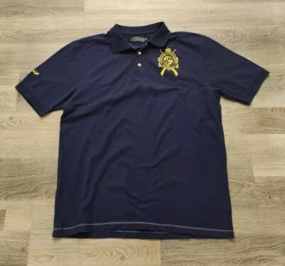 Polo Coogi Dorado Bordado Para Hombre Azul Marino con Borde Dorado y Escudo Talla XL Foto 1 de 4