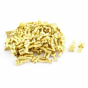 100pcs Gold Tone Metal Female Spade Terminals for 6.3mm Multi Connector ✦KD - Picture 1 of 4