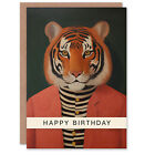 Birthday Greeting Card Pink Suit Stylish Tiger For Him Her