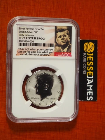 2018 S 50C REVERSE PROOF SILVER KENNEDY HALF DOLLAR NGC PF70 ER FROM REVERSE SET Cover
