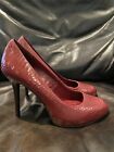 Tory Burch Brick Red Snakeskin Pump with Wooden Heel- Size 7.5