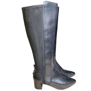 Cole Haan Grand Os NWOT Black Leather & Suede Block Heel Knee High Go-To Boots 8 - Picture 1 of 13