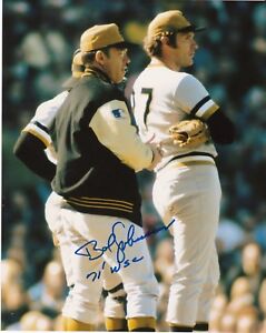 BOB JOHNSON  PITTSBURGH PIRATES 1971 WS CHAMPS   ACTION SIGNED 8x10