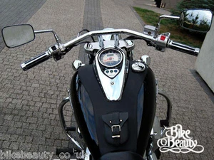 (P) KAWASAKI VULCAN VN900 LEATHER TANK Cover Pad Strap Chap Panel Bib Bra - Picture 1 of 7