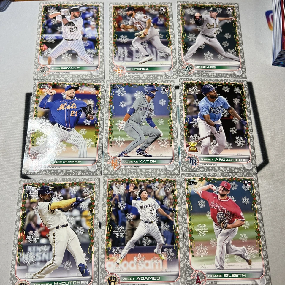 2022 Topps Holiday Metallic Snowflake Parallel lot (9) RCs Sears Katoh Silseth - Image 1 of 1