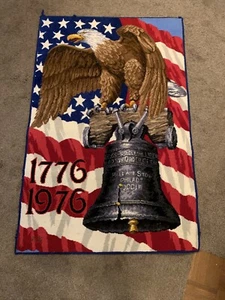 BICENTENNIAL PATRIOTIC RUG US Flag 13 Star Vintage July 4th 3’x5’ - Picture 1 of 7