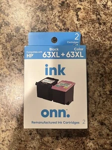onn. Remanufactured Ink Cartridges, HP 63XL Black & 63 Tri-Color - Picture 1 of 3