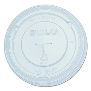 Solo 668TS Clear Lid PET 668 Flat Straw Slot (Case of 1000) - Picture 1 of 1