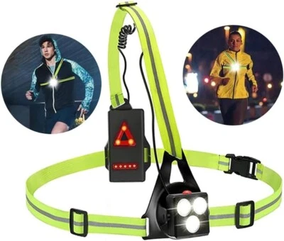 Running Light 3 Bright LED USB Waterproof Chest Lamp Rotatable - Image 1 of 4