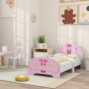 AIYAPLAY Ballet Theme Toddler Bed Frame with Safety Rails, for 3-6 Years - Picture 1 of 11
