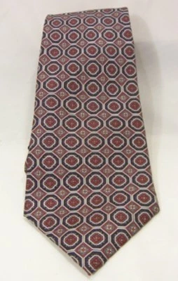 Corbata de cuello para hombre WINDSOR 100 % seda rojo oscuro patrón geométrico - EE. UU.  Foto 1 de 4