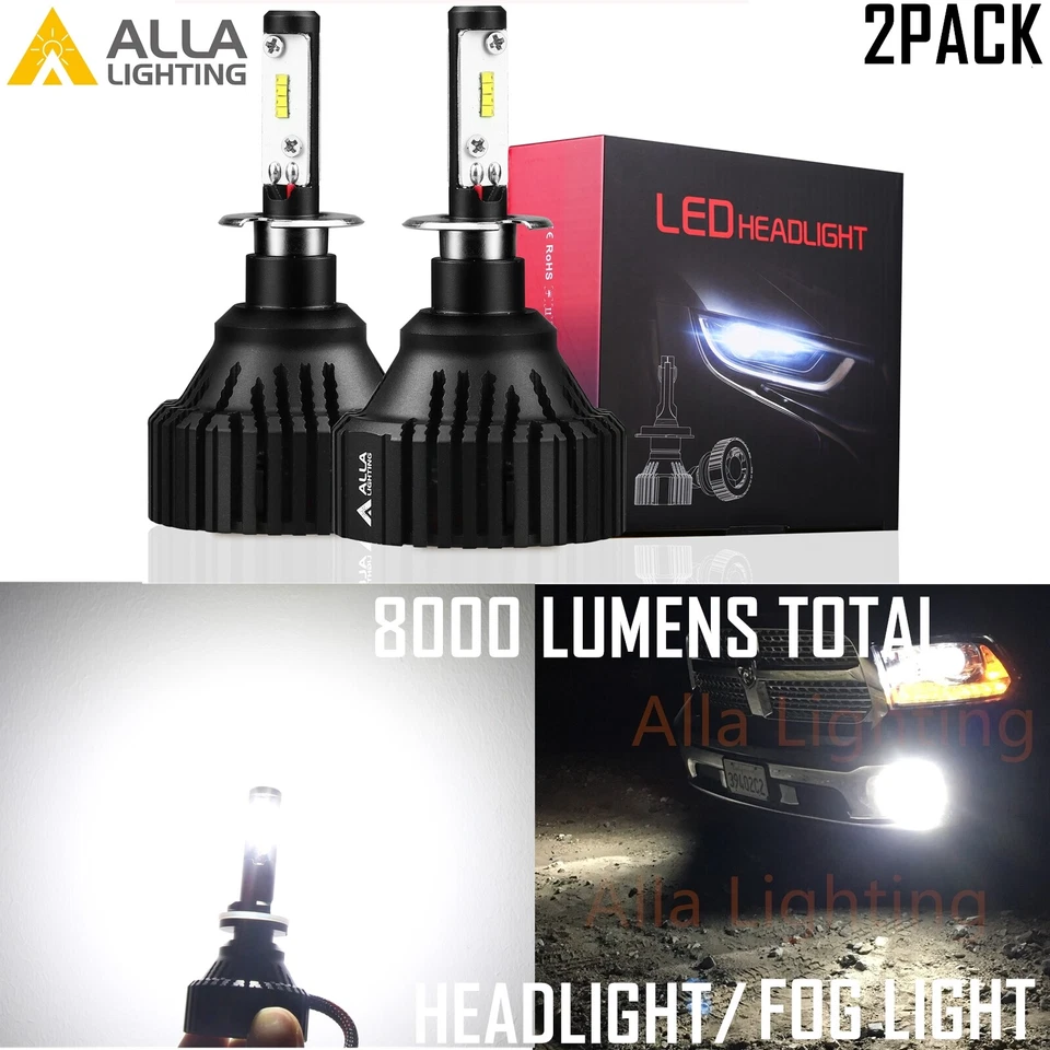 Bombilla antiniebla de conducción LED H3 blanca brillante Allá Lighting reemplazar, niquelado Foto 1 de 4