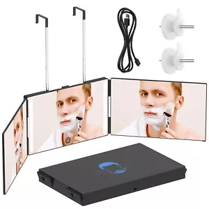 OLIBUY 3 Way Mirror with LED for Hair Cutting, Tri-fold Mirror for Shaver and... - Picture 1 of 7