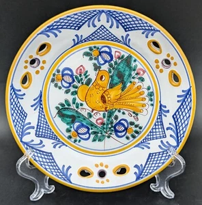Vintage Majolica Hand Painted Bird Wall Plate, Spain? Style of Manises Talavera - Picture 1 of 7