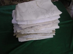 #T Estate 31 pc Lot Antique Vintage Table etc Linens Embroidery White on White - Picture 1 of 15