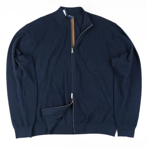 Peter Millar Crown Crafted 2XL SLD Zip Cardigan Sweater Merino Wool Navy $425 - Picture 1 of 10