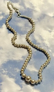19.5” Beautiful Sterling Silver Ball Bead Necklace w-Internal 925 Chain 22g - Picture 1 of 1