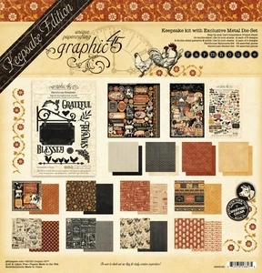 EXCLUSIVE! Graphic45 FARMHOUSE 12x12 KEEPSAKE KIT WITH METAL DIE SET - Foto 1 di 18