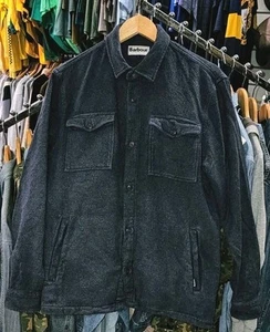 Barbour Navy Overshirt Mens Size Large Shirt Shacket Button Up Heavy Flannel - Picture 1 of 5