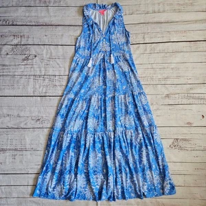 Lilly Pulitzer Malone Maxikleid Blau Weiß Stufen Damen XS - Bild 1 von 6