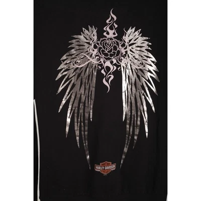 Chaqueta Harley Davidson Mujer Extra Grande Negra Cremallera Completa Bolsillos Rosa Alas de Ángel Foto 1 de 4