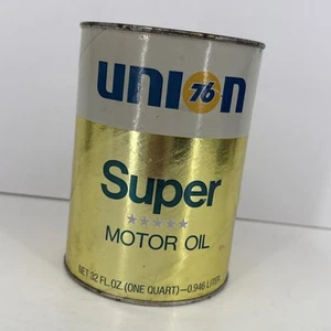 Vintage 1960s Union 76 Cardboard Super 5 Star One Quart Oil Can Full & Sealed - Picture 1 of 4