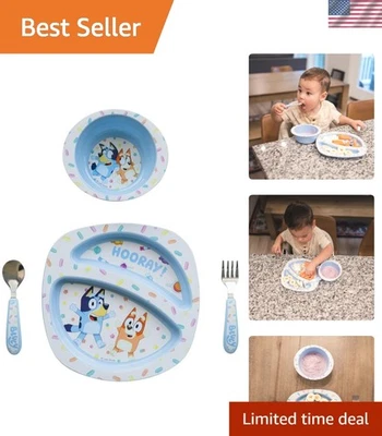 Juego de vajilla para niños pequeños Bluey de 4 piezas - apto para lavavajillas sin BPA... Foto 1 de 4