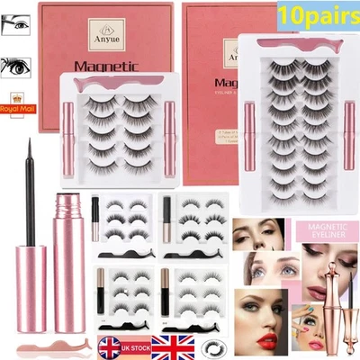 E-HOMEBESTBUY 10 Pairs Magnetic Eyelashes With Eyeliner And Tweezer False Natural Long Lashes