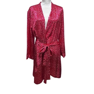 Morgan Taylor Intim Morgenmantel mit Gürtel L rot Herzen Satin leichte Loungewear - Bild 1 von 10