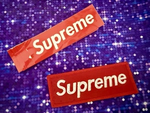 Supreme Woven Jacket Patch with Hook &Loop Backing plus 9 Supreme box stickers - Picture 1 of 1