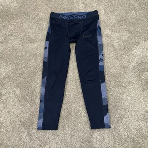 Nike PRO Men's 3/4 Training Tights Blue Camo BV5655 Gym Performance Size M - Picture 1 of 4