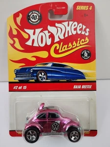 HOT WHEELS CLASSICS 40th ANNIVERSARY #2 OF 15 BAJA BEETLE HOT PINK / A21 - Picture 1 of 3