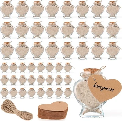 141 Pcs Heart Shaped Small Glass Jars with Cork Lids, Label Tags and String H... - Image 1 of 4