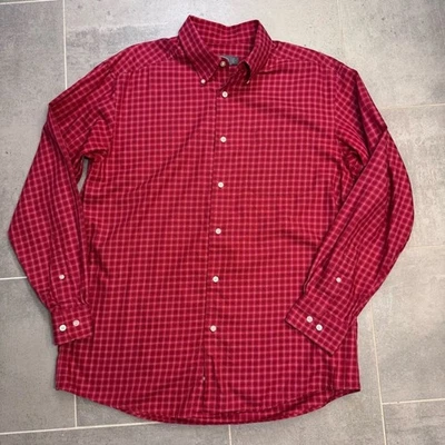 Camisa Talbots Para Hombre Manga Larga Roja Rejilla Abotonada Talla Grande Foto 1 de 4