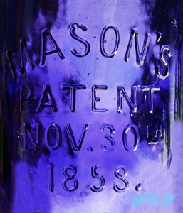 BEAUTIFUL Deep Purple QUART antique MASON 1858 PATENT fruit jar OLD - CLEAN - Picture 1 of 5