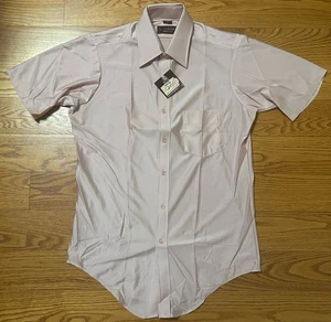 NWT! Mens Vintage Van Heusen Qiana Nylon S/S Button Down Disco Shirt Pink 15" - Picture 1 of 7