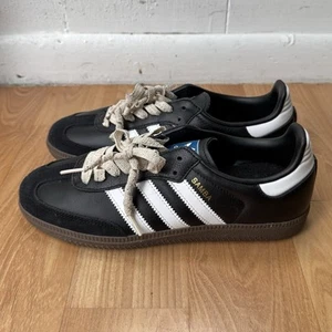 Adidas Men’s Samba OG Sneaker Black Leather Gum Size 8 Wales Bonner Laces - Picture 1 of 8