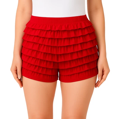 Lote de 10 shorts femininos de renda com babado vermelho, fantasia de Halloween para adulto, cosplay - Imagem 1 de 4