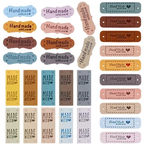 30 Stück Handmade Label zum annähen,Handgefertigte Etiketten PU-Leder,Handgefert - Bild 1 von 6