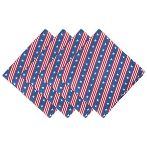 Patriotic Cloth Napkins Set of 4 Stars and Stripes Dinner Napkins Red White a... - Picture 1 of 5