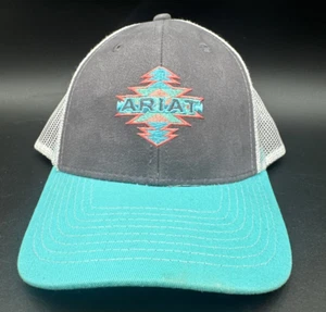 PREOWNED ARIAT Hat Cap Snap Back Gray Blue Trucker Western Rodeo Cowboy Wear - Picture 1 of 10