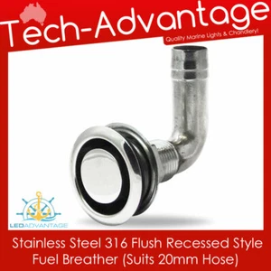 50mm S/S Thru-Hull Recessed Flush Mount Water Fuel Breather Suit 3/4", 20mm Hose - Picture 1 of 2