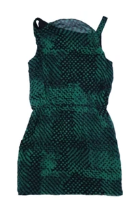 Theory Womens Black Green Sleeveless Jaylyn blurred Silk Round Neck Dress 6 - Picture 1 of 7